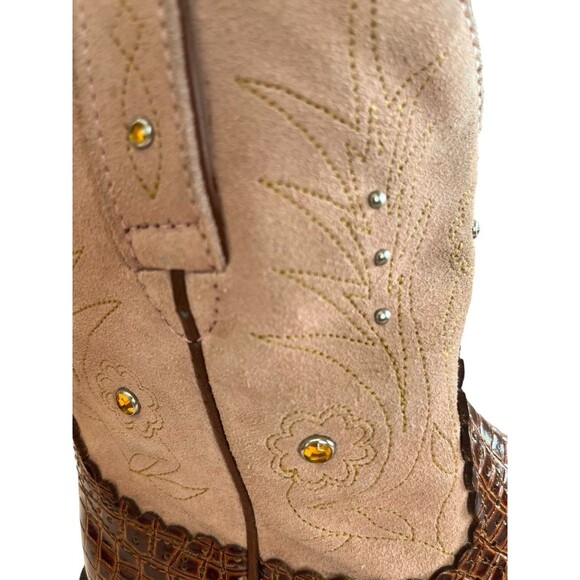 Ariat Fatbaby Western Boots Sz 8.5B Womens Brown and Pink Suede upper 2479 - Picture 2 of 11